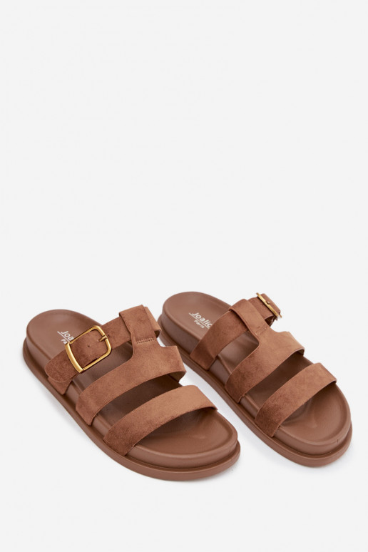 Dámske papuče S pruhmi I Złotą s prackami Hnedá farba Ulirissa