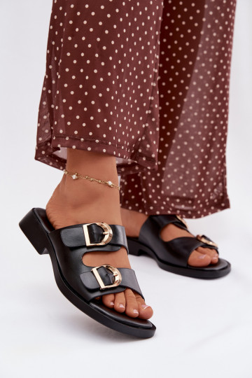 Dámske papuče Ze zlatej farbymi s prackamimi čierna Danelle 2