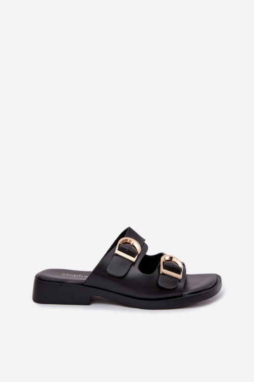 Dámske papuče Ze zlatej farbymi s prackamimi čierna Danelle