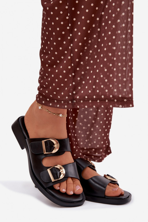 Dámske papuče Ze zlatej farbymi s prackamimi čierna Danelle