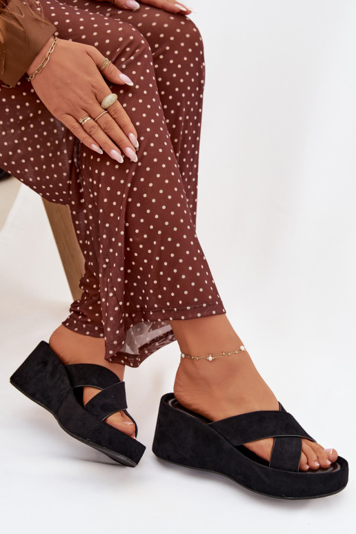 Dámske papuče Zapnuté INedgez eko semišuu čierna Calorine