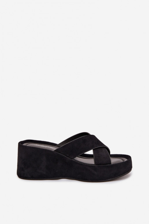 Dámske papuče Zapnuté INedgez eko semišuu čierna Calorine