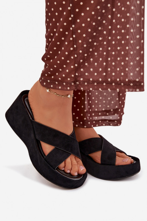 Dámske papuče Zapnuté INedgez eko semišuu čierna Calorine