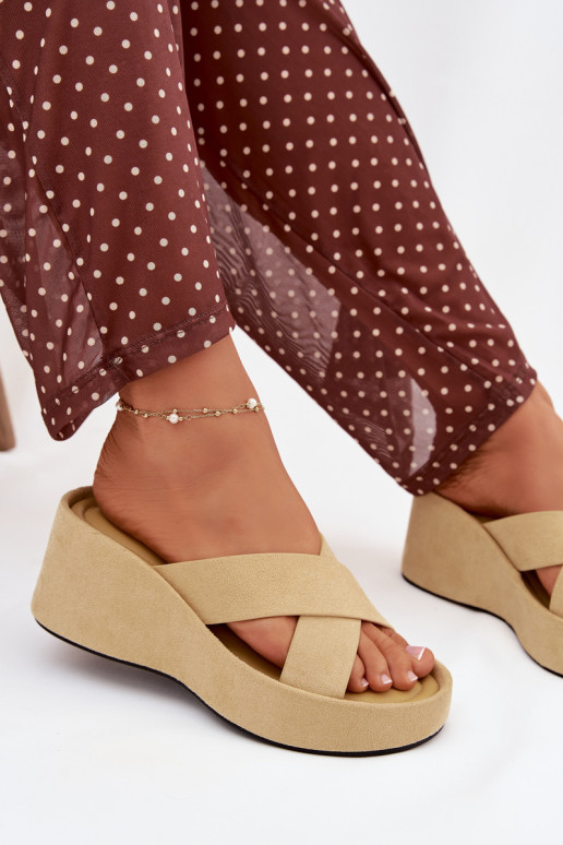 Dámske papuče Zapnuté INedgez eko semišuu žltá Calorine