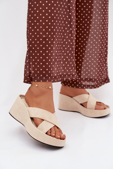 Dámske papuče Zapnuté INedgez eko semišuu béžová Calorine