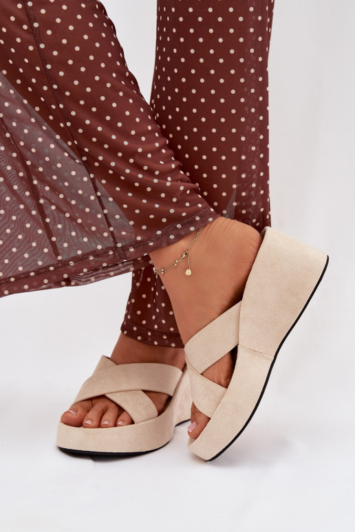 Dámske papuče Zapnuté INedgez eko semišuu béžová Calorine