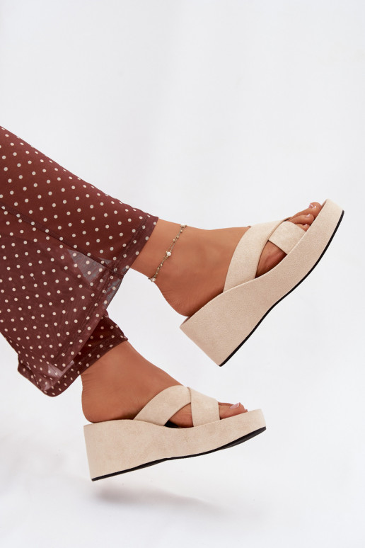 Dámske papuče Zapnuté INedgez eko semišuu béžová Calorine