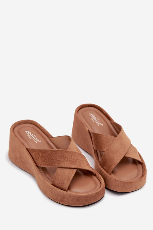 Dámske papuče Zapnuté INedgez eko semišuu Hnedá farba Calorine