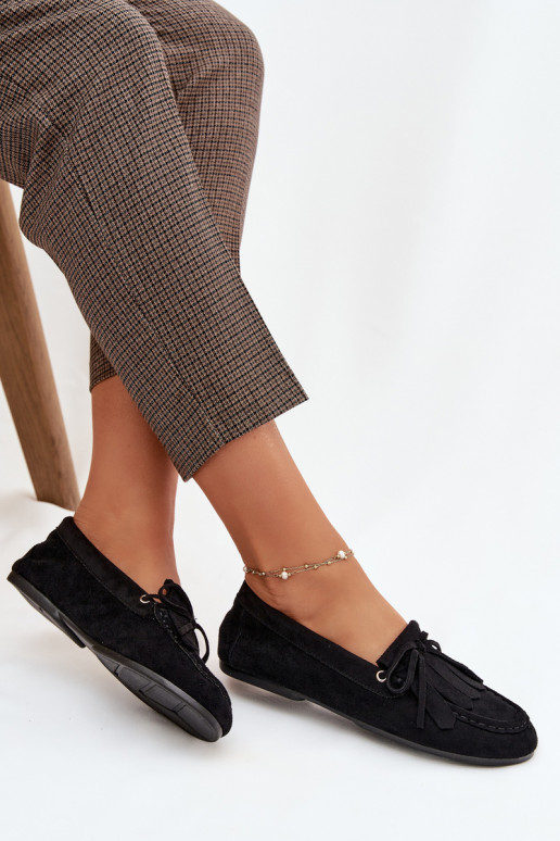 dámske mokasíny so štýlovými detailmi A Fringes čierna Glorina