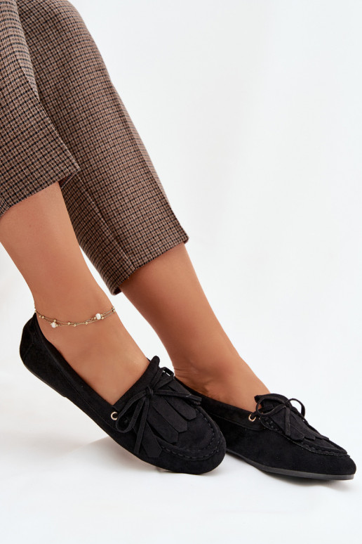 dámske mokasíny so štýlovými detailmi A Fringes čierna Glorina