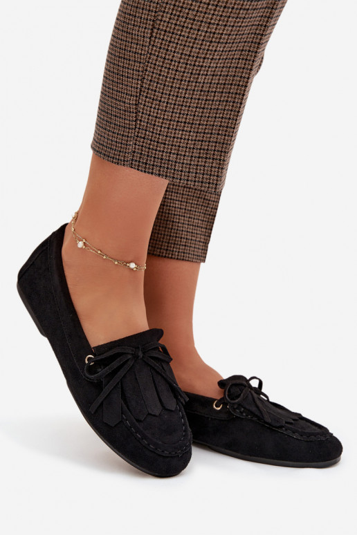 dámske mokasíny so štýlovými detailmi A Fringes čierna Glorina