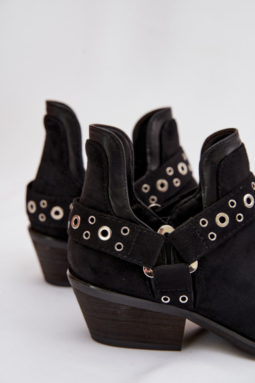 Dámske čižmy S výrezmi I Paskami čierna Vannessae