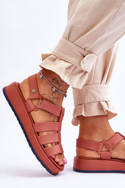 Dámska vegánka sandále s lepiacimi spojkami ZAXY JJ285016 Ružová