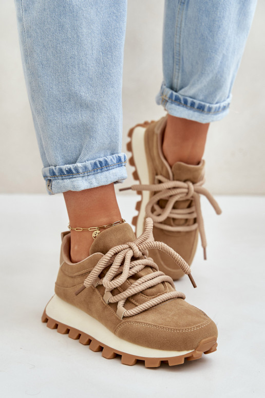 tenisky Tenisky model obuvi s platformouz eko semišuu Hnedá farba Riadella