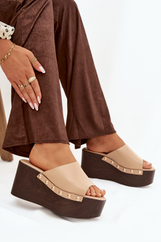 Dámske papuče Zapnuté INedge s nitmi béžová Máreline