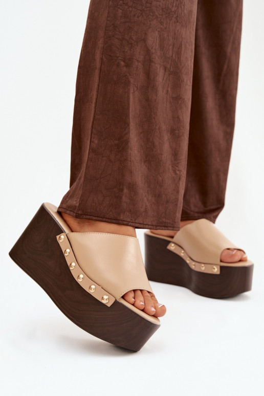 Dámske papuče Zapnuté INedge s nitmi béžová Máreline