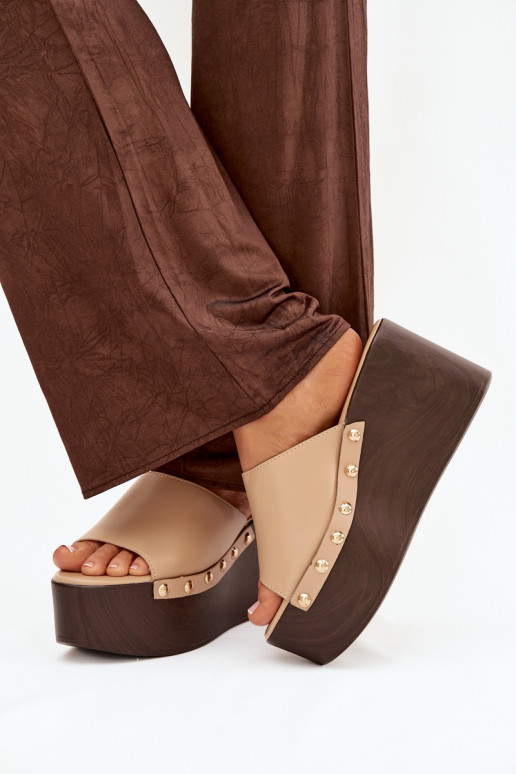 Dámske papuče Zapnuté INedge s nitmi béžová Máreline