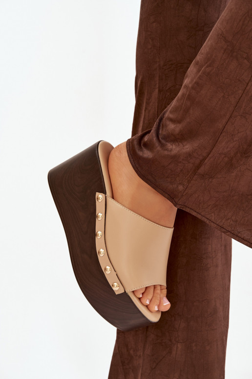 Dámske papuče Zapnuté INedge s nitmi béžová Máreline