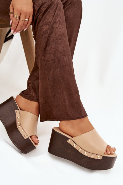 Dámske papuče Zapnuté INedge s nitmi béžová Máreline