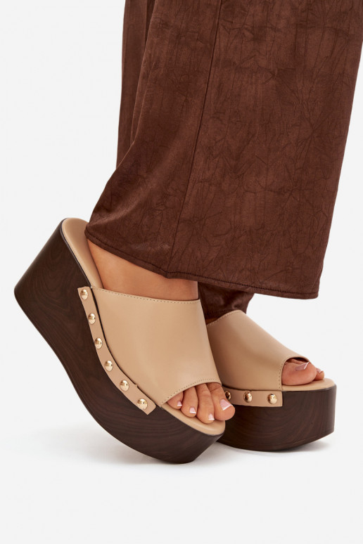 Dámske papuče Zapnuté INedge s nitmi béžová Máreline