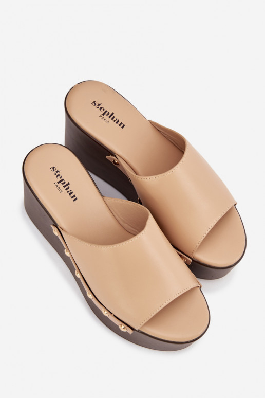 Dámske papuče Zapnuté INedge s nitmi béžová Máreline