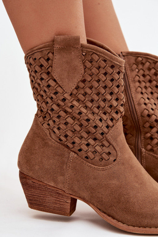 Prelamované čižmy Dámske s podpätkami Hnedá farba Ferissa