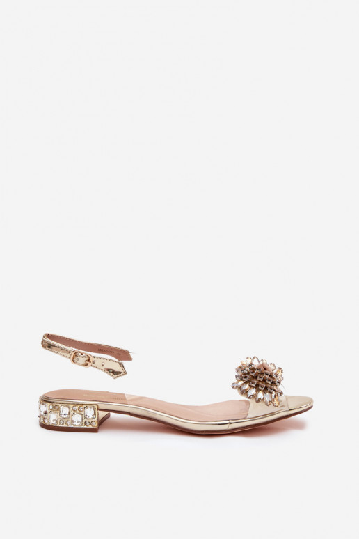 Zlaté priesvitné sandále D&A MR52-231 s mašľami