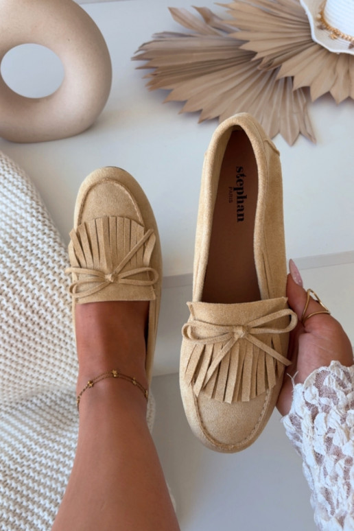 Módne dámske mokasíny s třásňami v žltej farbe Janelisse