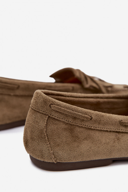 Módne dámske mokasíny s třásňami v zelenej farbe Janelisse