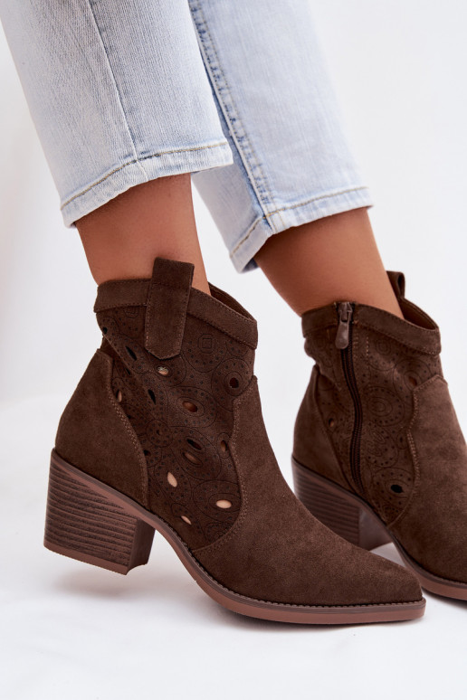 čižmy v kovbojskom štýle Dámske s prelamovanými prvkami CzekoladoIne Nolvina