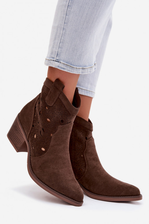 čižmy v kovbojskom štýle Dámske s prelamovanými prvkami CzekoladoIne Nolvina