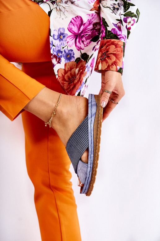 Kožené Profilované Papuče Máciejka 04986-17 Modrá