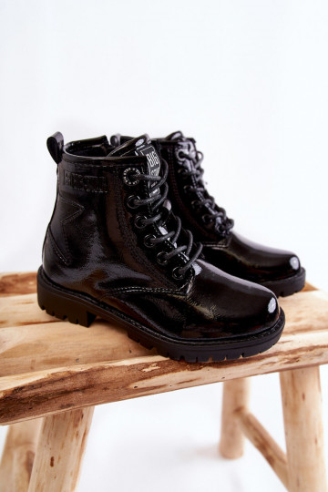 deti s lakovým efektom zahriať sa Čižmy Big Star II374045 čierna 2