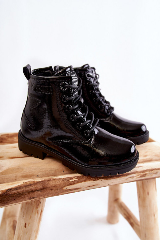 deti s lakovým efektom zahriať sa Čižmy Big Star II374045 čierna