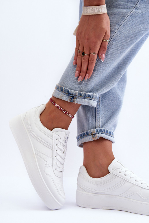 tenisky Dámske s platformou biela farba Pudina