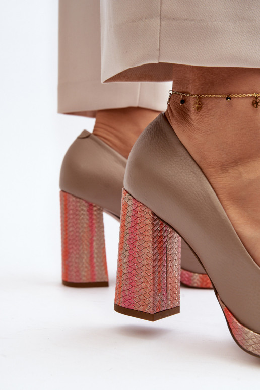 Topánky s podpätkami Laura Messi 2746 béžová