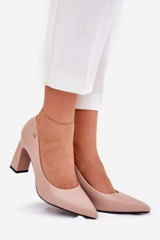 Elegantný štýl Topánky Zapnuté SłupkoInym Obcasie Vinceza 62221 béžová