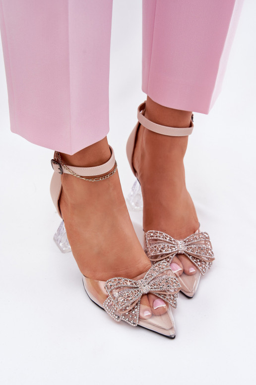 Elegantný štýl Topánky so stuhami Vinceza 62212 béžová