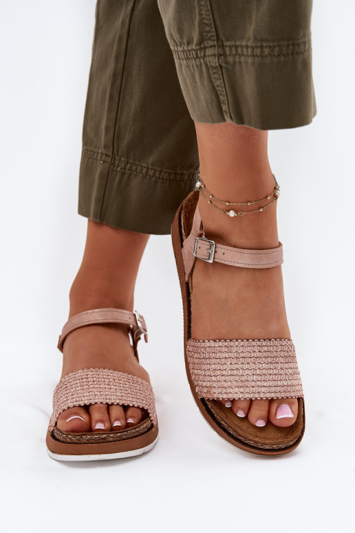 Dámske sandále S vrkočom Do Pasek Inblu GS000050 Ružová