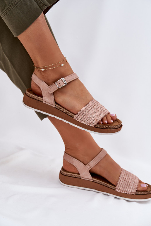 Dámske sandále S vrkočom Do Pasek Inblu GS000050 Ružová