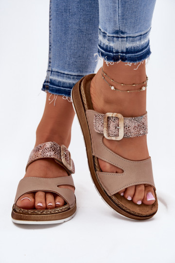 Jednoduché Dámske papuče s prackami Inblu GS000055 béžová