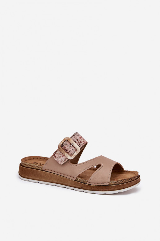 Jednoduché Dámske papuče s prackami Inblu GS000055 béžová