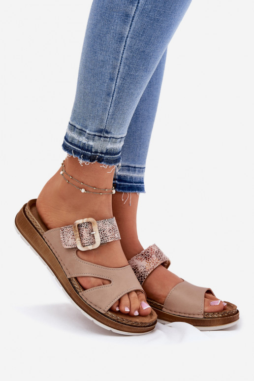 Jednoduché Dámske papuče s prackami Inblu GS000055 béžová