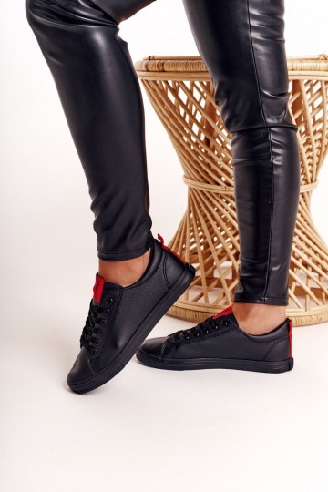 Tenisky z pravej kože s ozdobnými pruhmi BIG STAR DD274687 čierna 2