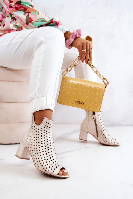 Kožené Prelamované čižmy Máciejka 05420-04 béžová