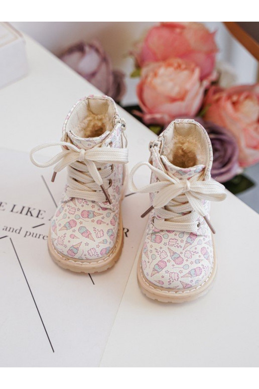 zahriať sa Čižmy deti so zipsami béžová Dolida