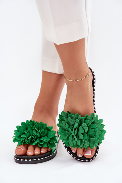 Dámske papuče Ozdobione s kvetinovými motívmiami zelená farba Cellanen