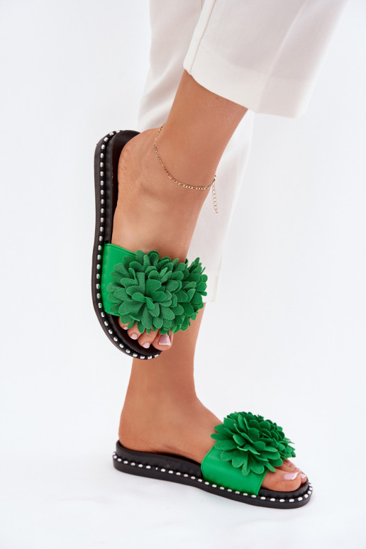 Dámske papuče Ozdobione s kvetinovými motívmiami zelená farba Cellanen