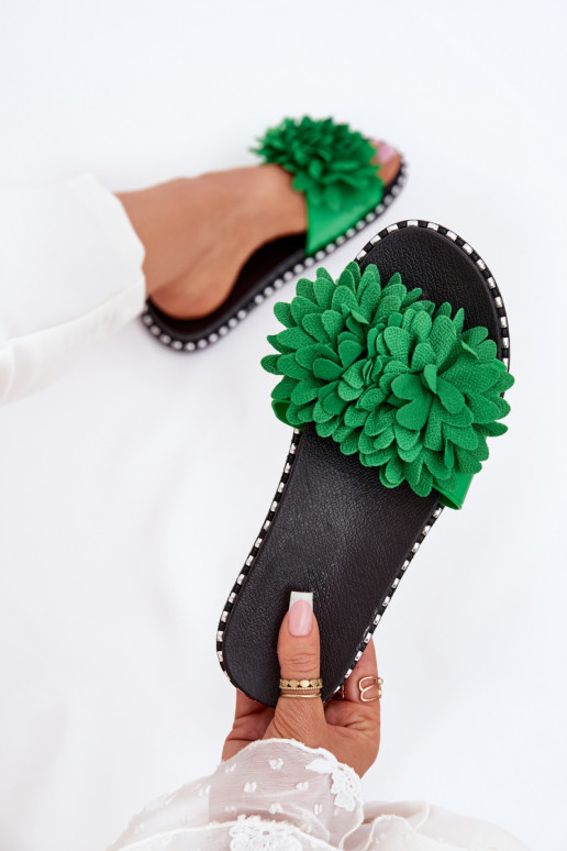 Dámske papuče Ozdobione s kvetinovými motívmiami zelená farba Cellanen