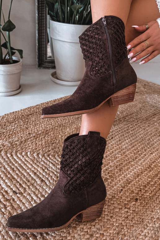 Prelamované čižmy Dámske s podpätkami CzekoladoIne Ferissa